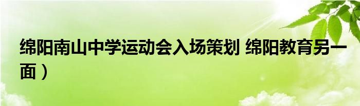 绵阳南山中学运动会入场策划 绵阳教育另一面）