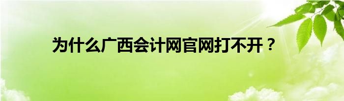 为什么广西会计网官网打不开？