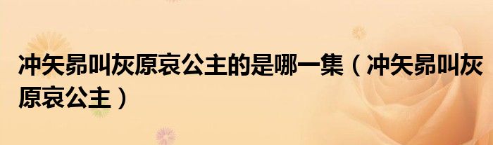 冲矢昴叫灰原哀公主的是哪一集（冲矢昴叫灰原哀公主）