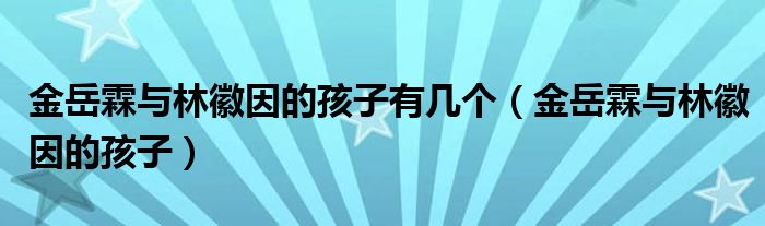 金岳霖与林徽因的孩子有几个（金岳霖与林徽因的孩子）