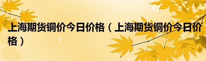 上海期货铜价今日价格（上海期货铜价今日价格）