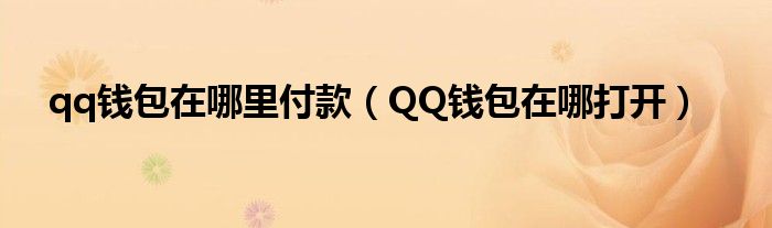 qq钱包在哪里付款（QQ钱包在哪打开）