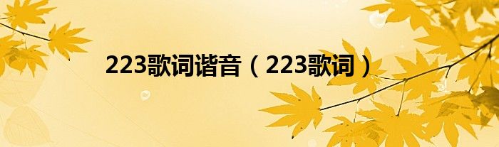 223歌词谐音（223歌词）