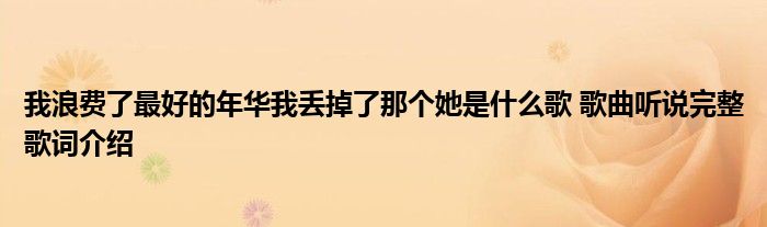 我浪费了最好的年华我丢掉了那个她是什么歌 歌曲听说完整歌词介绍