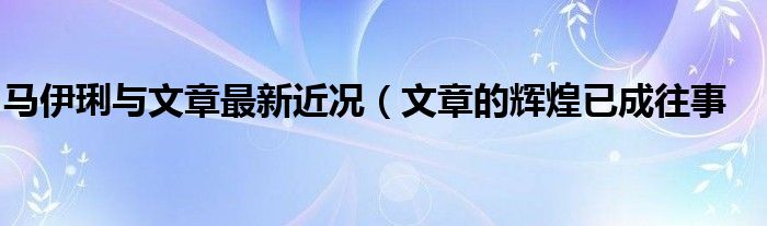 马伊琍与文章最新近况（文章的辉煌已成往事