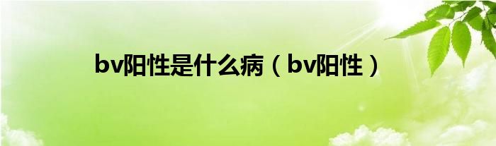 bv阳性是什么病（bv阳性）