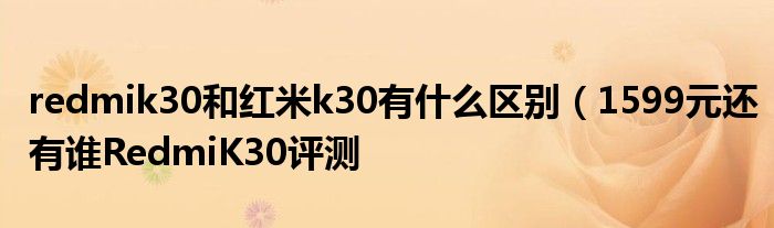 redmik30和红米k30有什么区别（1599元还有谁RedmiK30评测