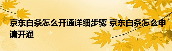 京东白条怎么开通详细步骤 京东白条怎么申请开通